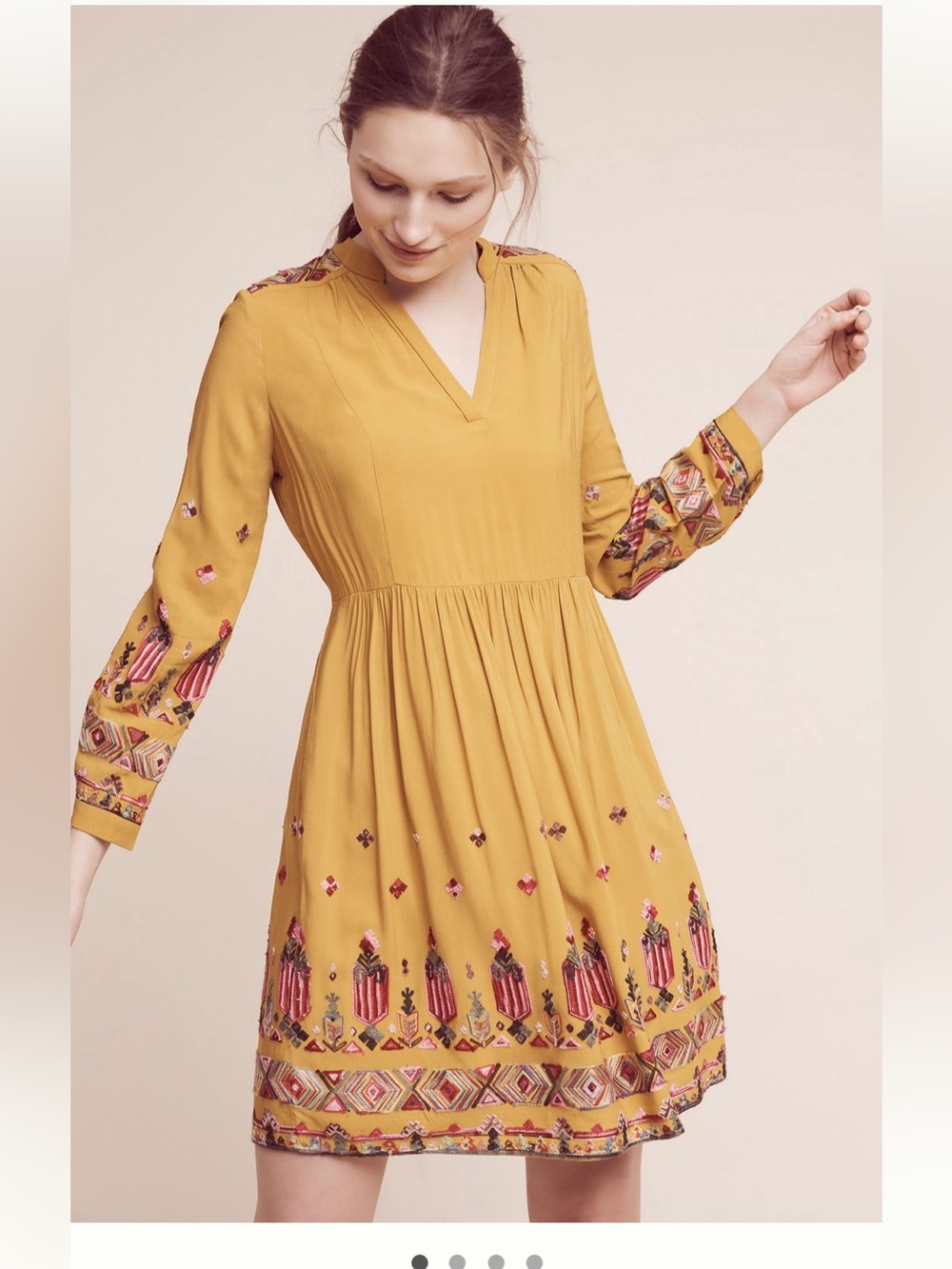 Anthropologie Floreat Raella Embroidered Mini Boho Tunic Dress Sz S